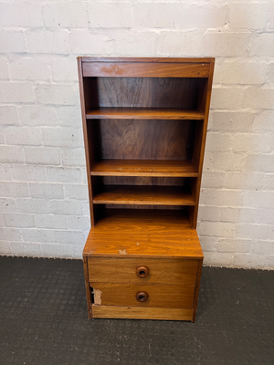 Vintage Stepped Wood Display Cabinet & Drawer Unit - 2ndhandwarehouse.com