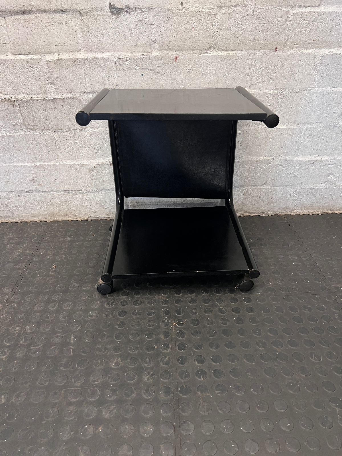 Vintage Style Black Mobile Side Table with Magazine Sling - 2ndhandwarehouse.com