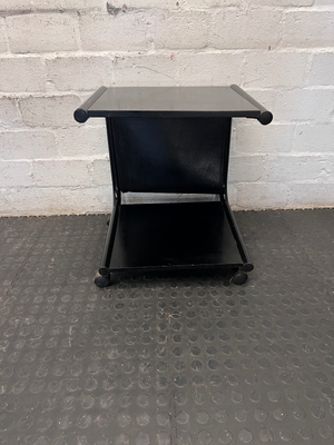 Vintage Style Black Mobile Side Table with Magazine Sling - 2ndhandwarehouse.com