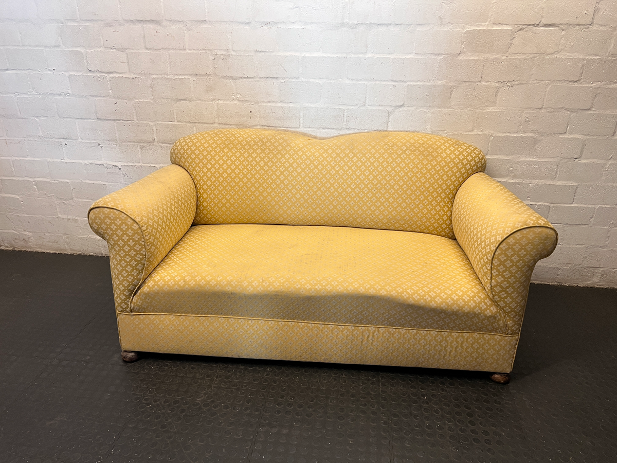 Vintage Golden Floral 2-Seater Couch - 2ndhandwarehouse.com
