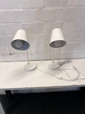 Pair of Minimalist White Metal Desk Lamps - 2ndhandwarehouse.com