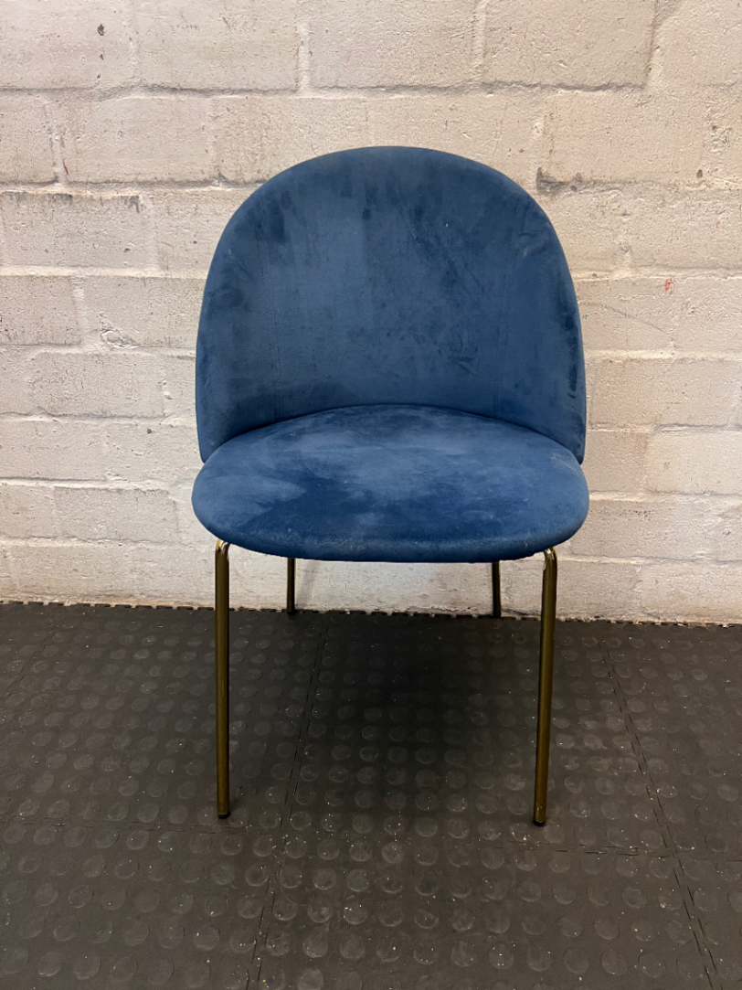 Modern Blue Velvet-Style Accent Chair with Gold Legs - 2ndhandwarehouse.com