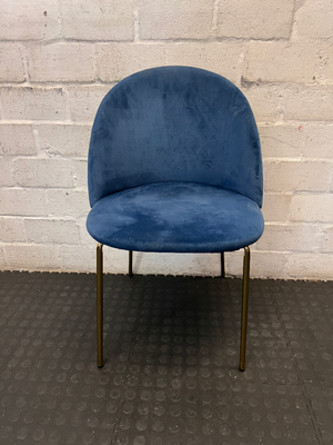 Modern Blue Velvet-Style Accent Chair with Gold Legs - 2ndhandwarehouse.com