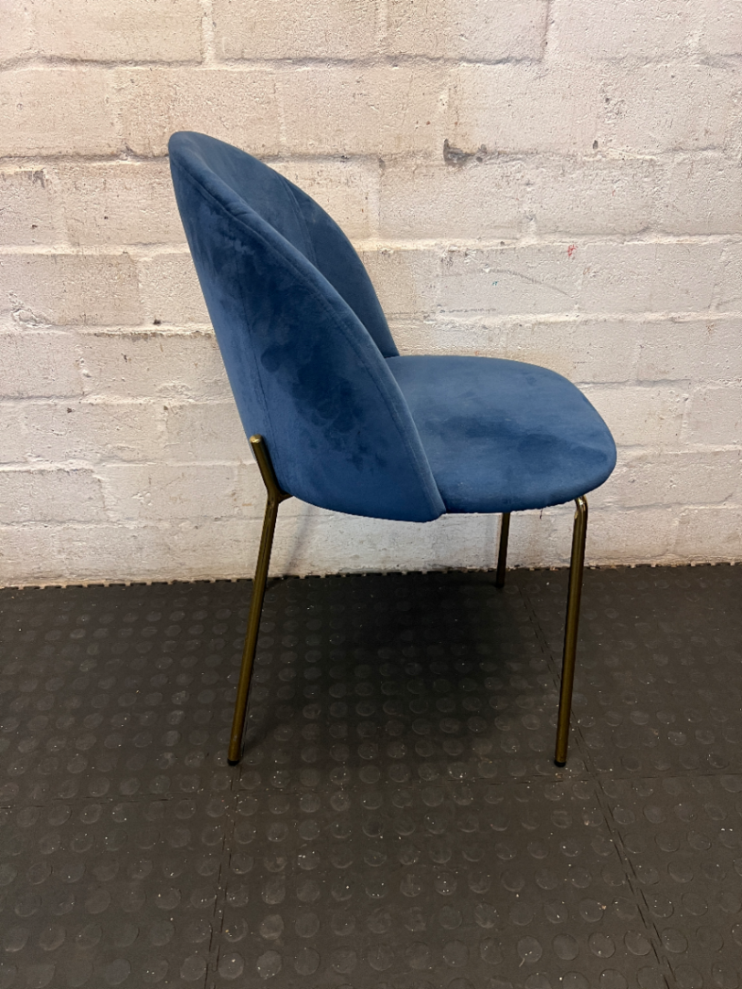 Modern Blue Velvet-Style Accent Chair with Gold Legs - 2ndhandwarehouse.com