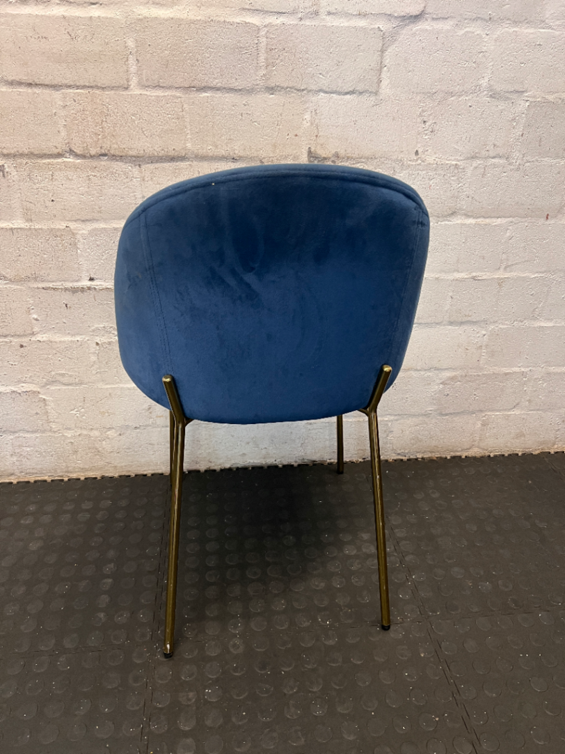 Modern Blue Velvet-Style Accent Chair with Gold Legs - 2ndhandwarehouse.com