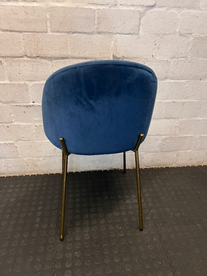 Modern Blue Velvet-Style Accent Chair with Gold Legs - 2ndhandwarehouse.com