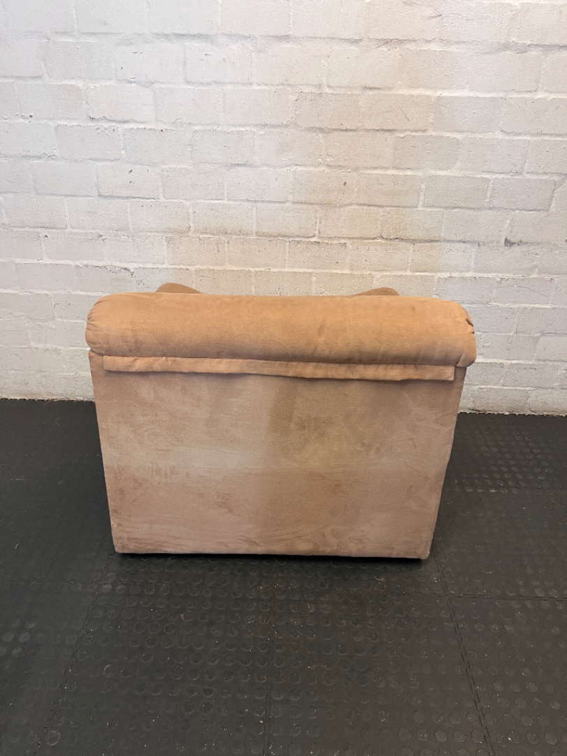Plush Beige Suede One-Seater Couch - Good Condition - 2ndhandwarehouse.com