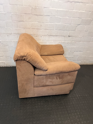 Plush Beige Suede One-Seater Couch - Good Condition - 2ndhandwarehouse.com
