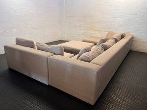 Sofaworx Light Beige Fabric U-Shape Lounge Suite with Ottoman - 2ndhandwarehouse.com