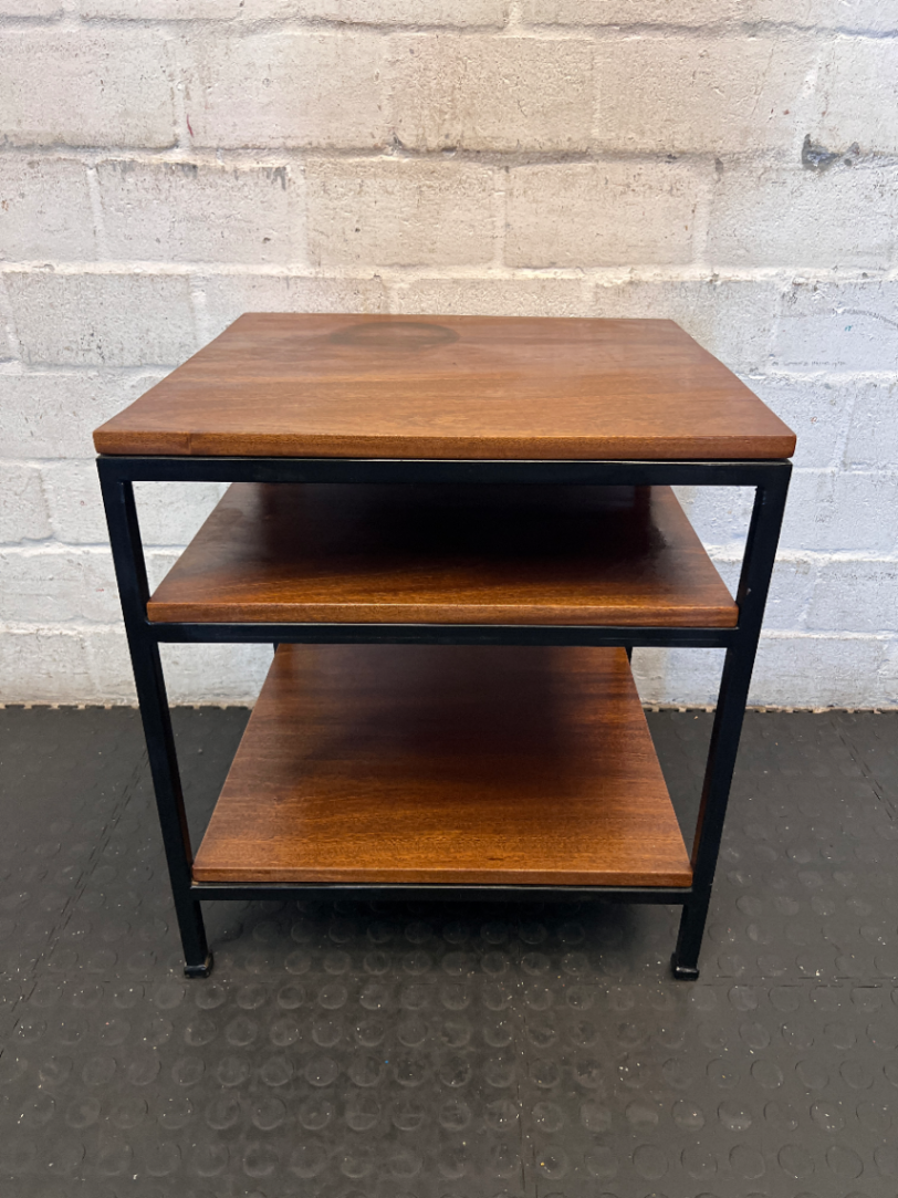 Industrial Tiered Side Table - Marked Top & Paint Wear - 2ndhandwarehouse.com