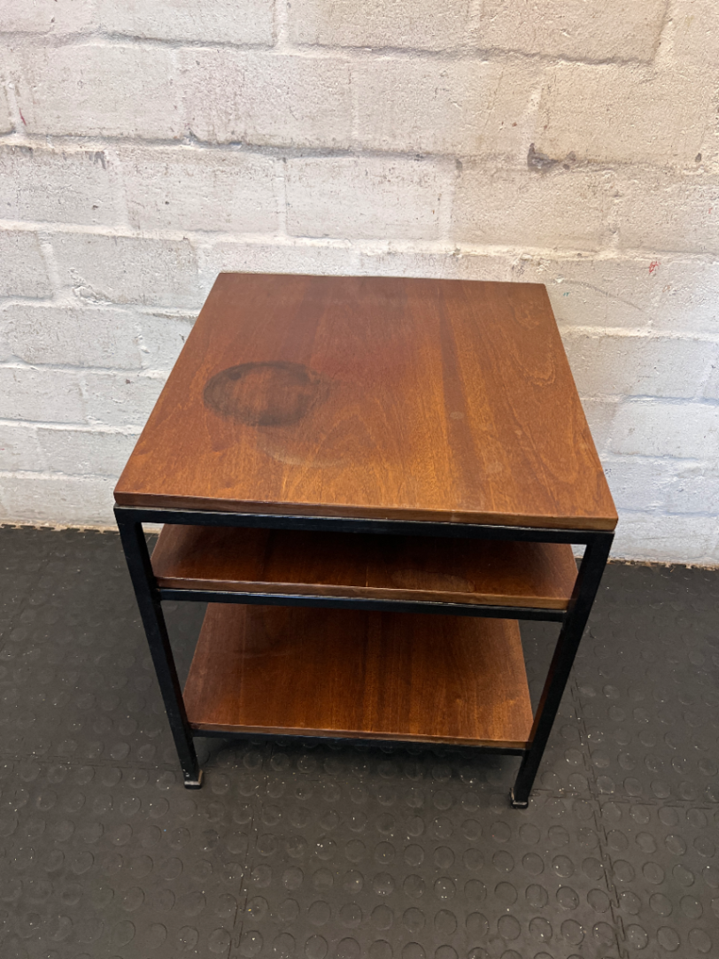 Industrial Tiered Side Table - Marked Top & Paint Wear - 2ndhandwarehouse.com