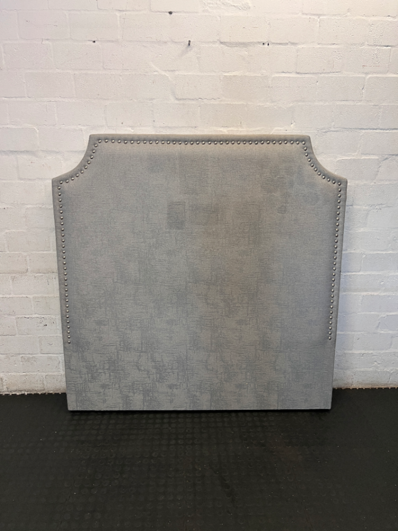 Grey Studded Double Headboard - Minor Sun Discolouration - 2ndhandwarehouse.com