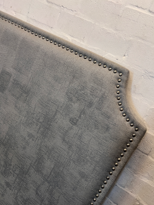 Grey Studded Double Headboard - Minor Sun Discolouration - 2ndhandwarehouse.com