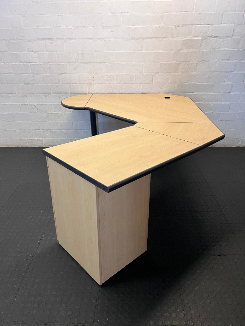 Light Brown L-Shaped Office Desk with 3-Drawer Storage - 2ndhandwarehouse.com