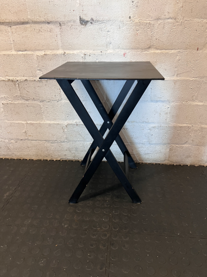Black Folding Metal Side Table - Used Fair Condition - 2ndhandwarehouse.com