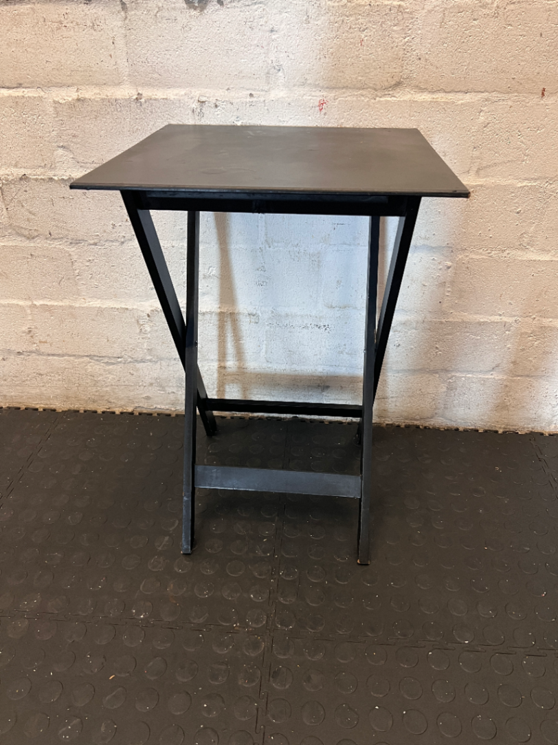 Black Folding Metal Side Table - Used Fair Condition - 2ndhandwarehouse.com