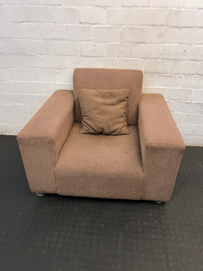 Brown Textured Armchair - Fair Condition - Used - 2ndhandwarehouse.com