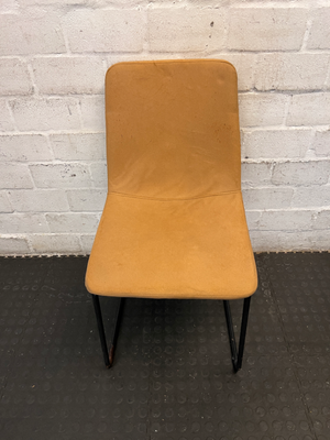 Pair of Mustard Dining Chairs - Upholstery Wear & Base Rust - 2ndhandwarehouse.com