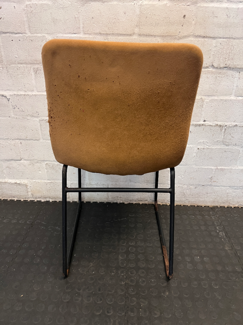 Pair of Mustard Dining Chairs - Upholstery Wear & Base Rust - 2ndhandwarehouse.com