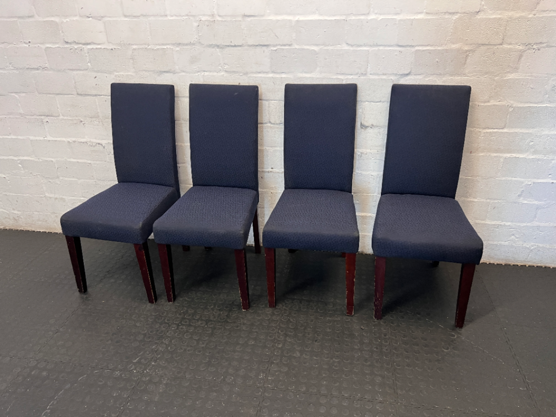 Set of 4 Navy Textured Dining Chairs - Scuffs on Legs - 2ndhandwarehouse.com
