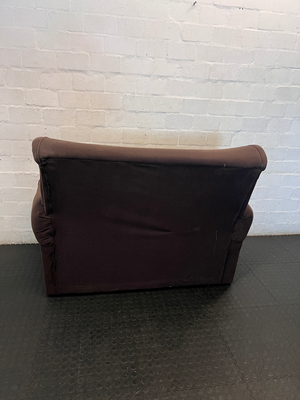 Brown Fabric 2-Seater Couch - Minor Wear to Arm and Base - 2ndhandwarehouse.com