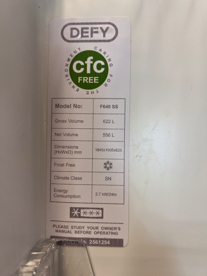 Silver Defy Double Door Fridge - Failed Testing / Needs Review - 2ndhandwarehouse.com