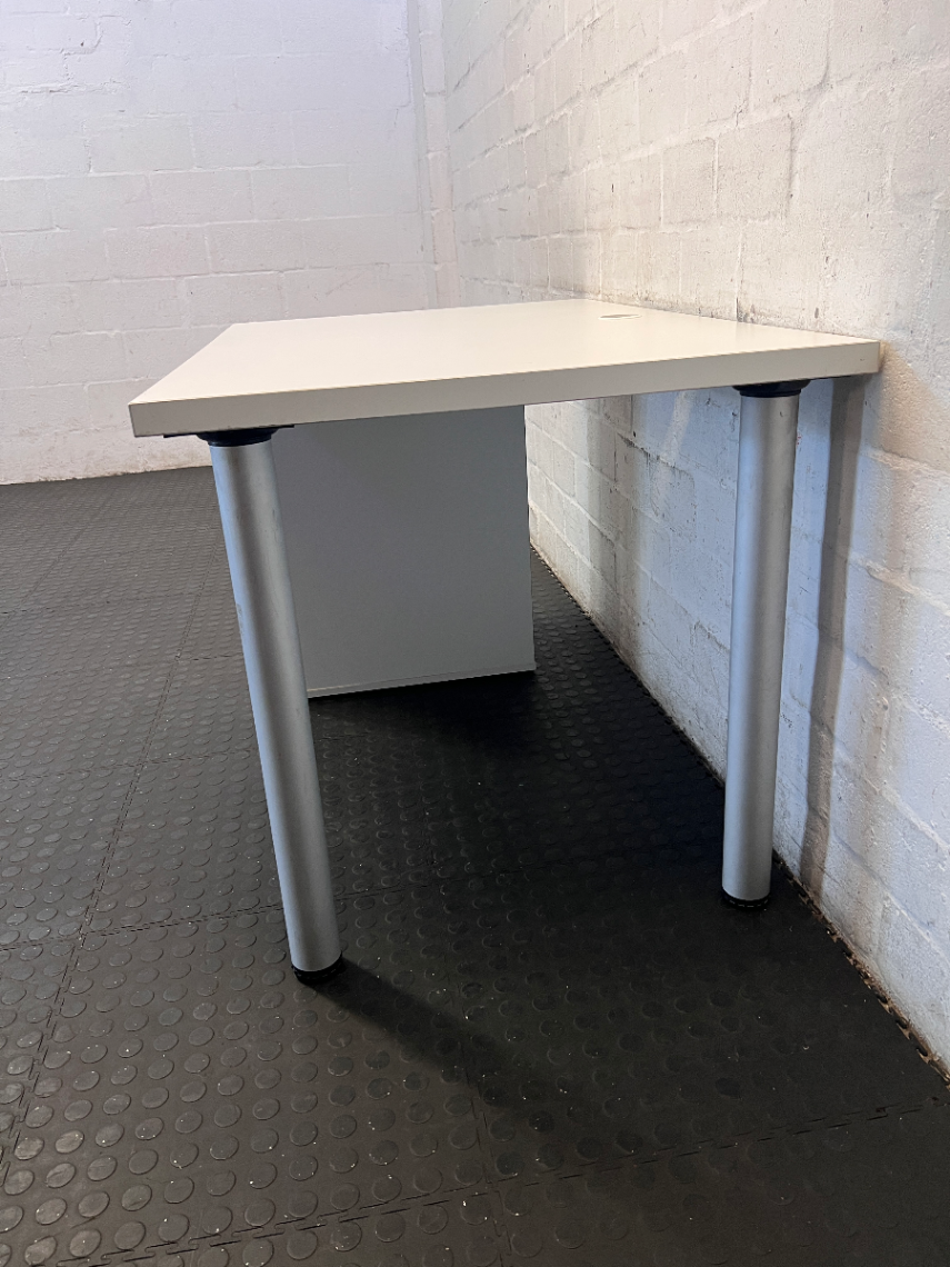 Modern White Office Desk with Pedestal Drawers - 2ndhandwarehouse.com