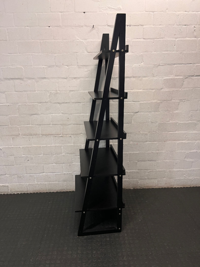 Dark Wood Ladder Bookshelf - Missing One Fixing Bolt - 2ndhandwarehouse.com
