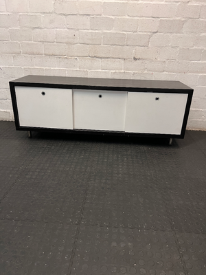 Low Profile TV Unit with Sliding Doors - Minor Scratches on Top - 2ndhandwarehouse.com