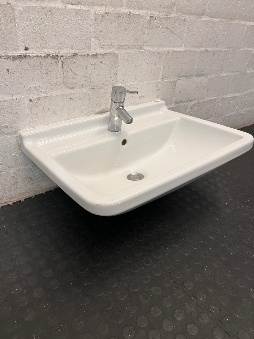 Large Ceramic Bathroom Basin - Used Fair Condition (No Tap) - 2ndhandwarehouse.com