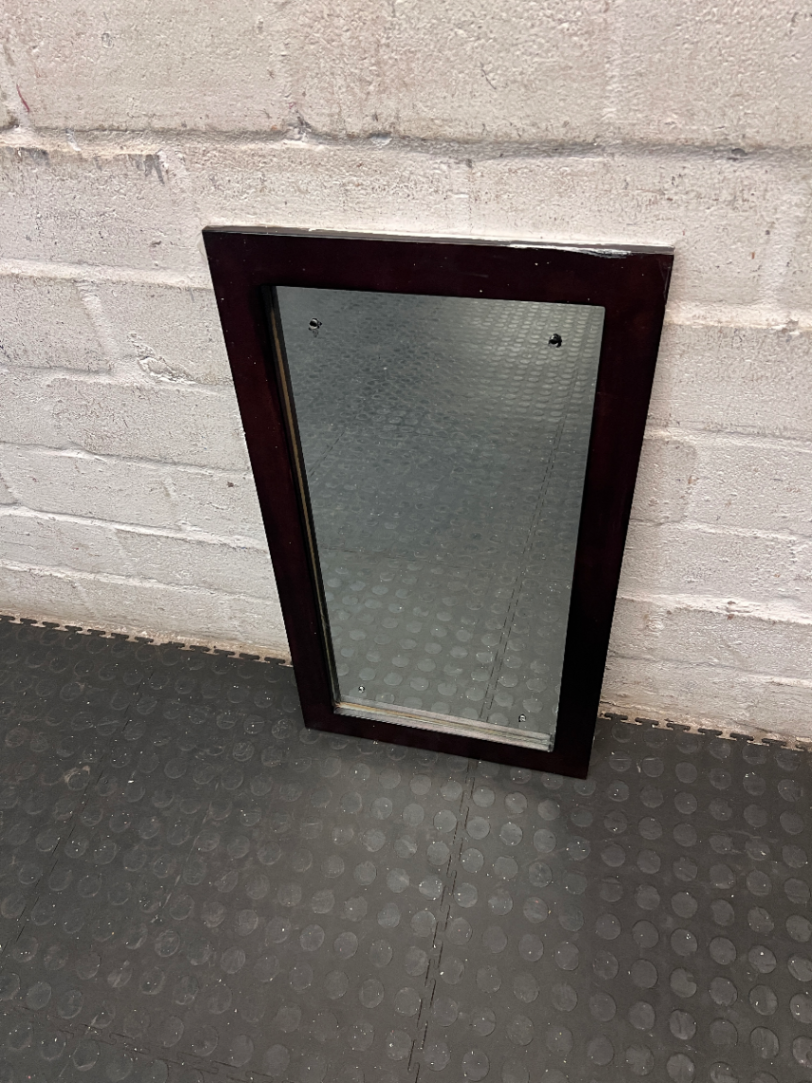 Small Dark Wood Frame Bathroom Mirror - Fair Condition - 2ndhandwarehouse.com