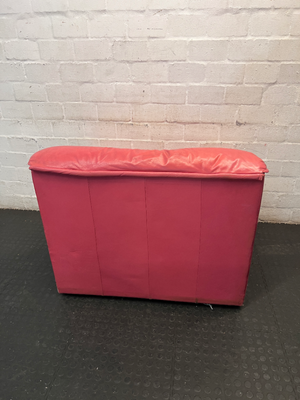 Pinkish-Red Leather 1 Seater Couch - Visible Wear - 2ndhandwarehouse.com
