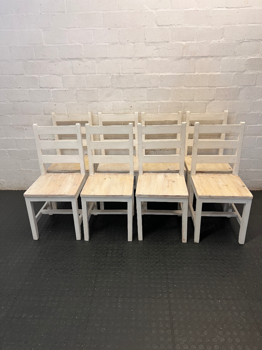 Classic Rustic White Slatted Dining Chair - 2ndhandwarehouse.com