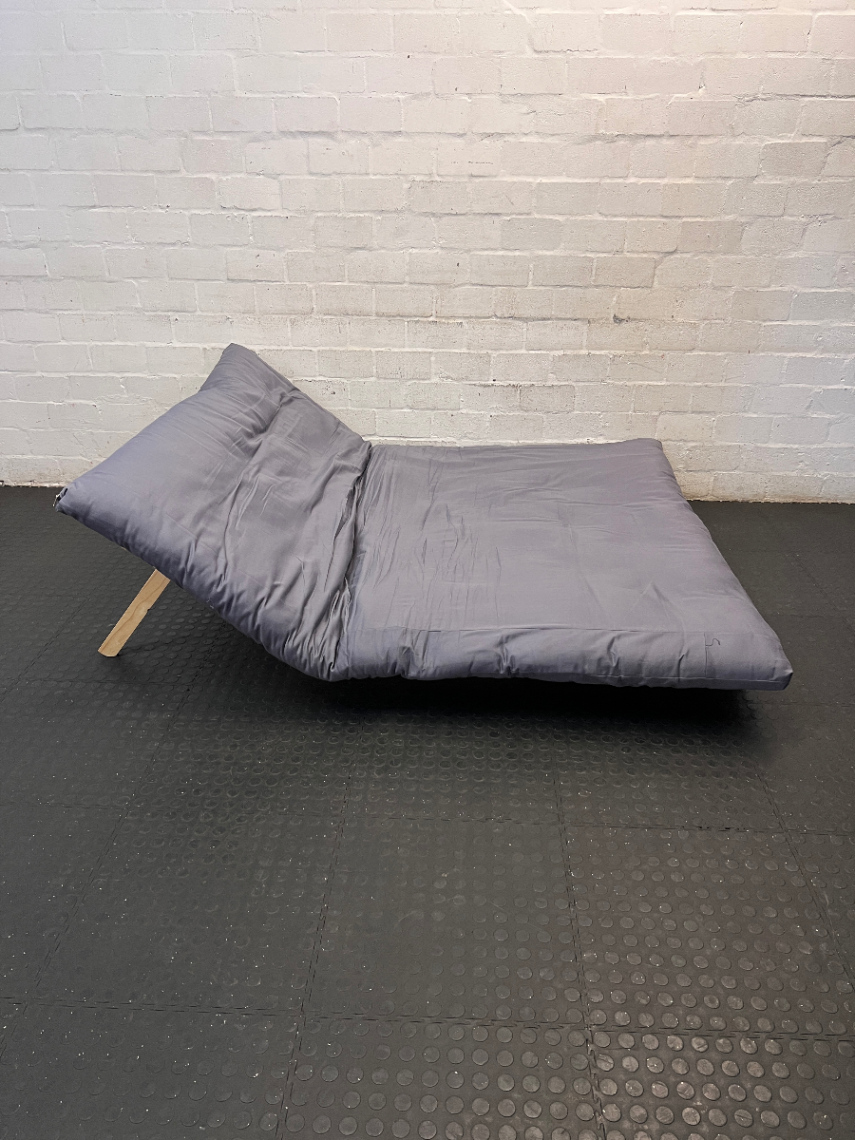 Pine Futon with Grey Cushion - Damage to Frame - 2ndhandwarehouse.com