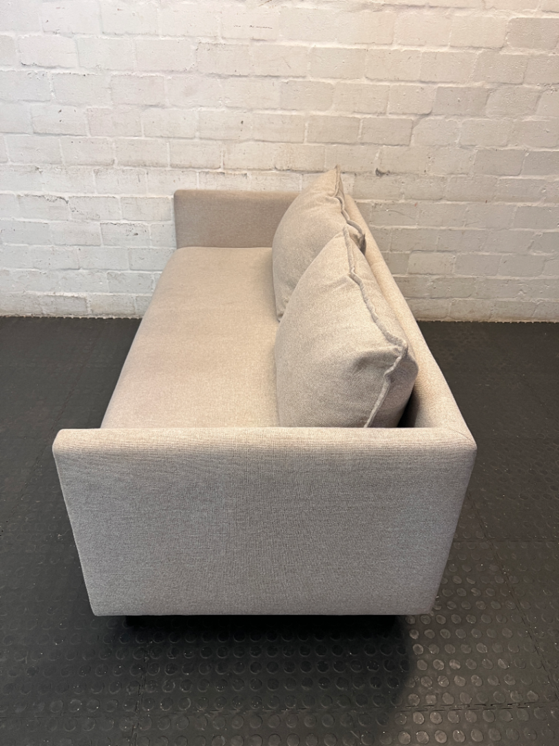 Modern Neutral Woven 2 Seater Couch — Well Used and In Fair C - 2ndhandwarehouse.com