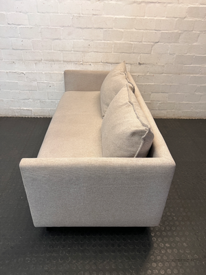 Modern Neutral Woven 2 Seater Couch — Well Used and In Fair C - 2ndhandwarehouse.com