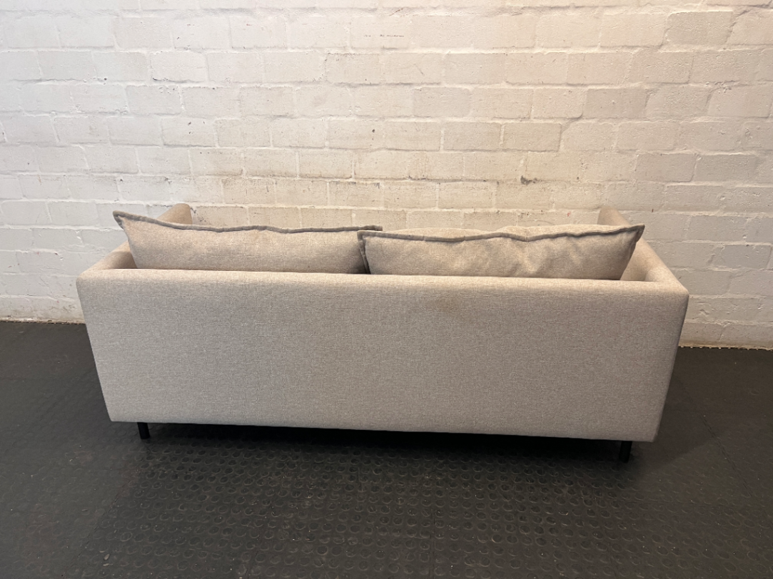 Modern Neutral Woven 2 Seater Couch — Well Used and In Fair C - 2ndhandwarehouse.com