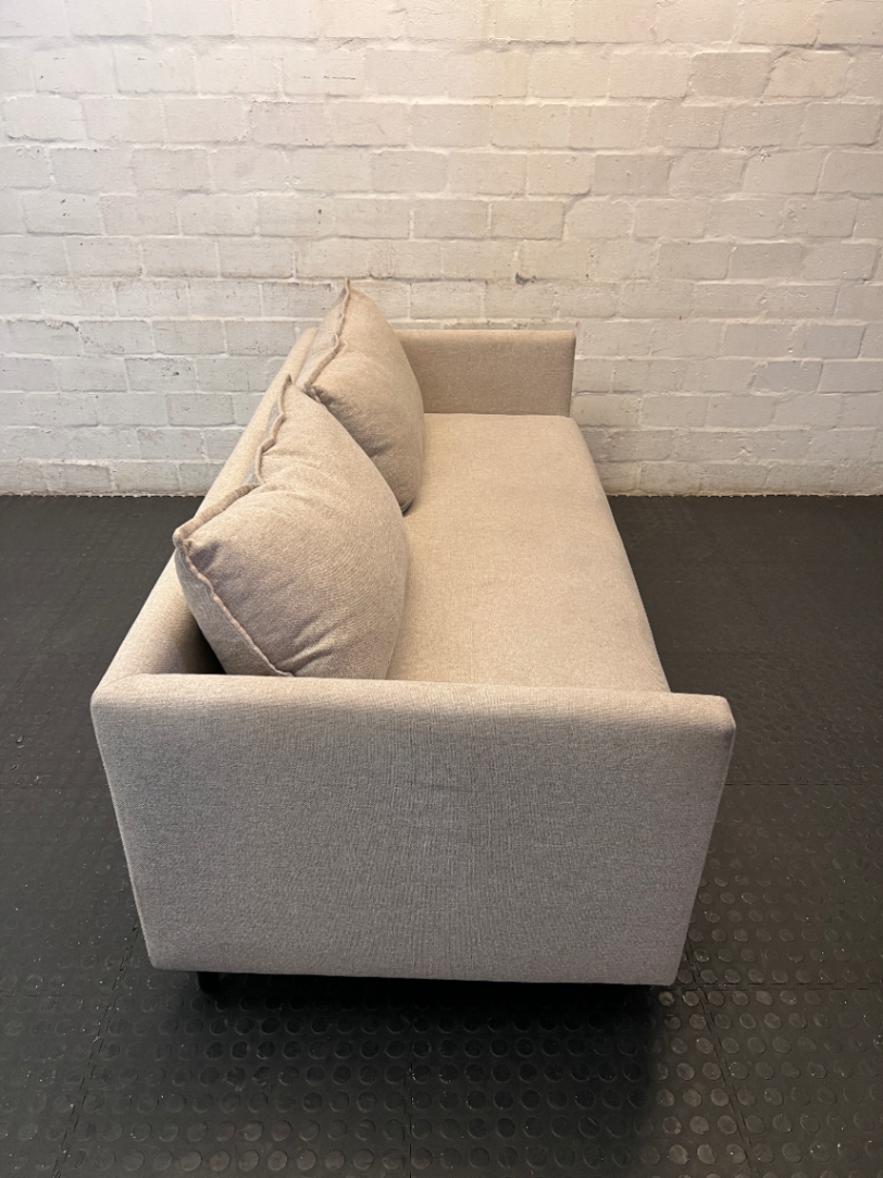 Modern Neutral Woven 2 Seater Couch — Well Used and In Fair C - 2ndhandwarehouse.com