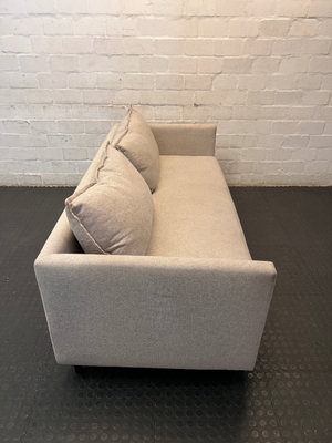 Modern Neutral Woven 2 Seater Couch — Well Used and In Fair C - 2ndhandwarehouse.com