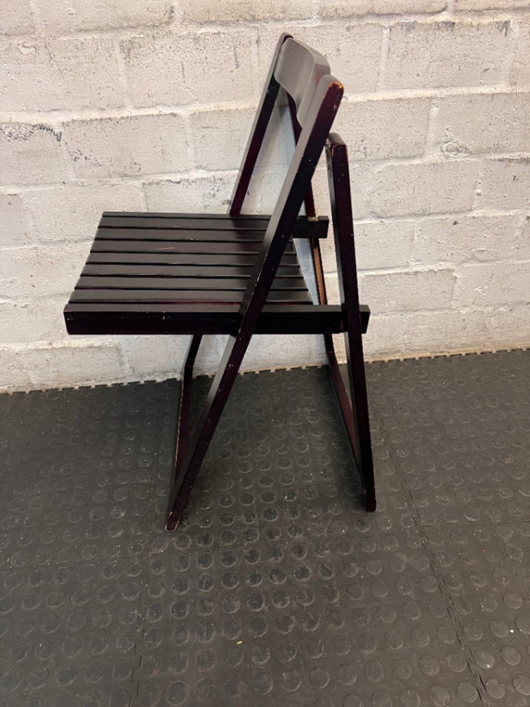 Dark Wood Slatted Folding Chair - 2ndhandwarehouse.com