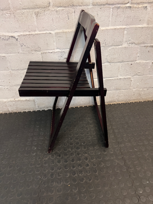 Dark Wood Slatted Folding Chair - 2ndhandwarehouse.com