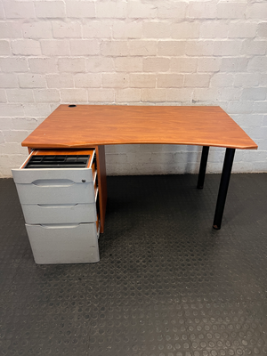 Professional Cherry Wood Finish Office Desk with 3 Drawers - 2ndhandwarehouse.com