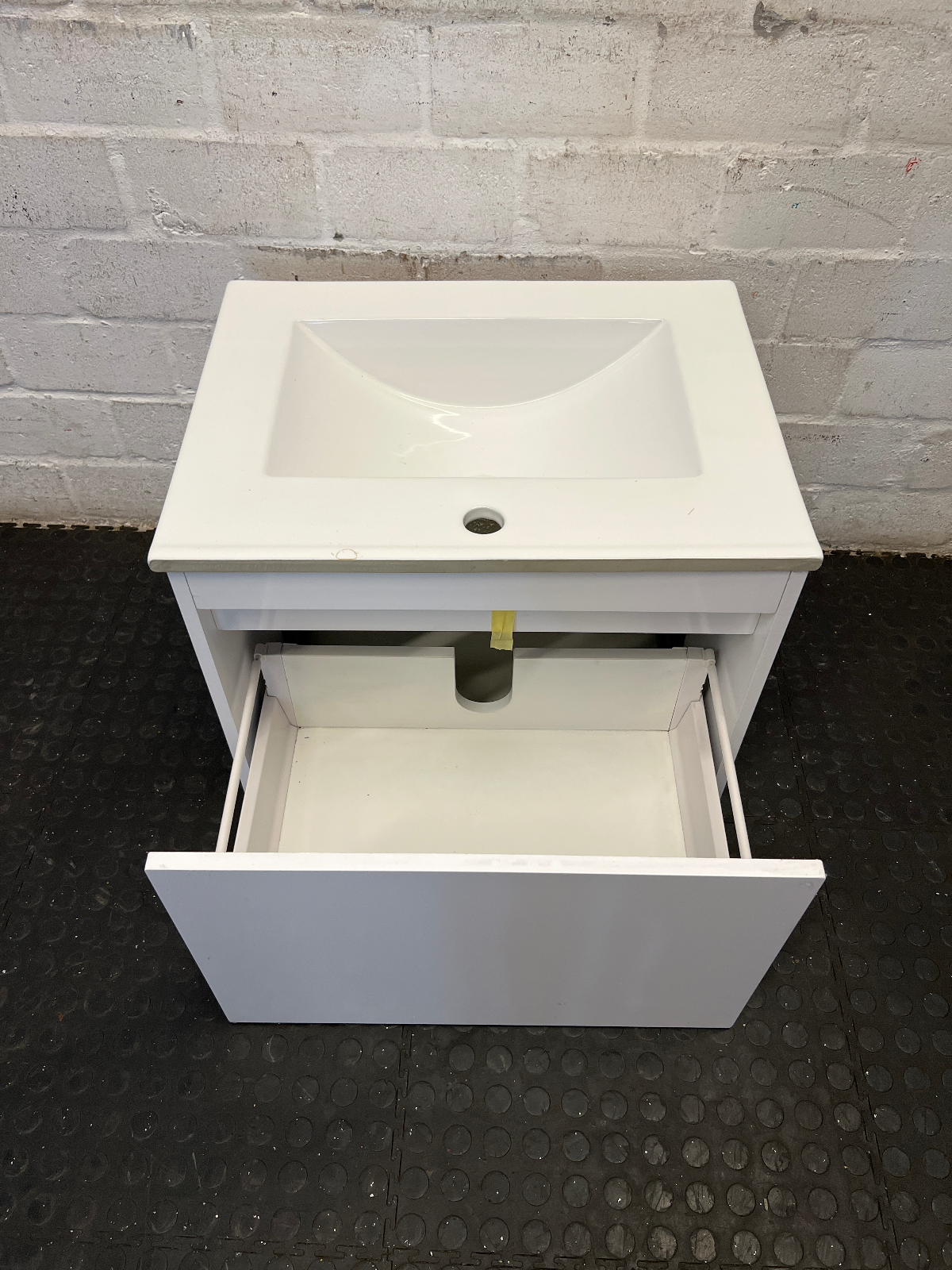 Modern White Ceramic Drop-In Bathroom Sink & Vanity Unit - 2ndhandwarehouse.com