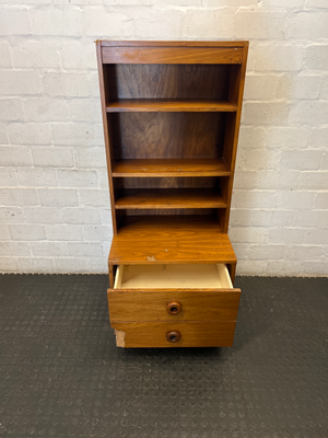 Vintage Stepped Wood Display Cabinet & Drawer Unit - 2ndhandwarehouse.com