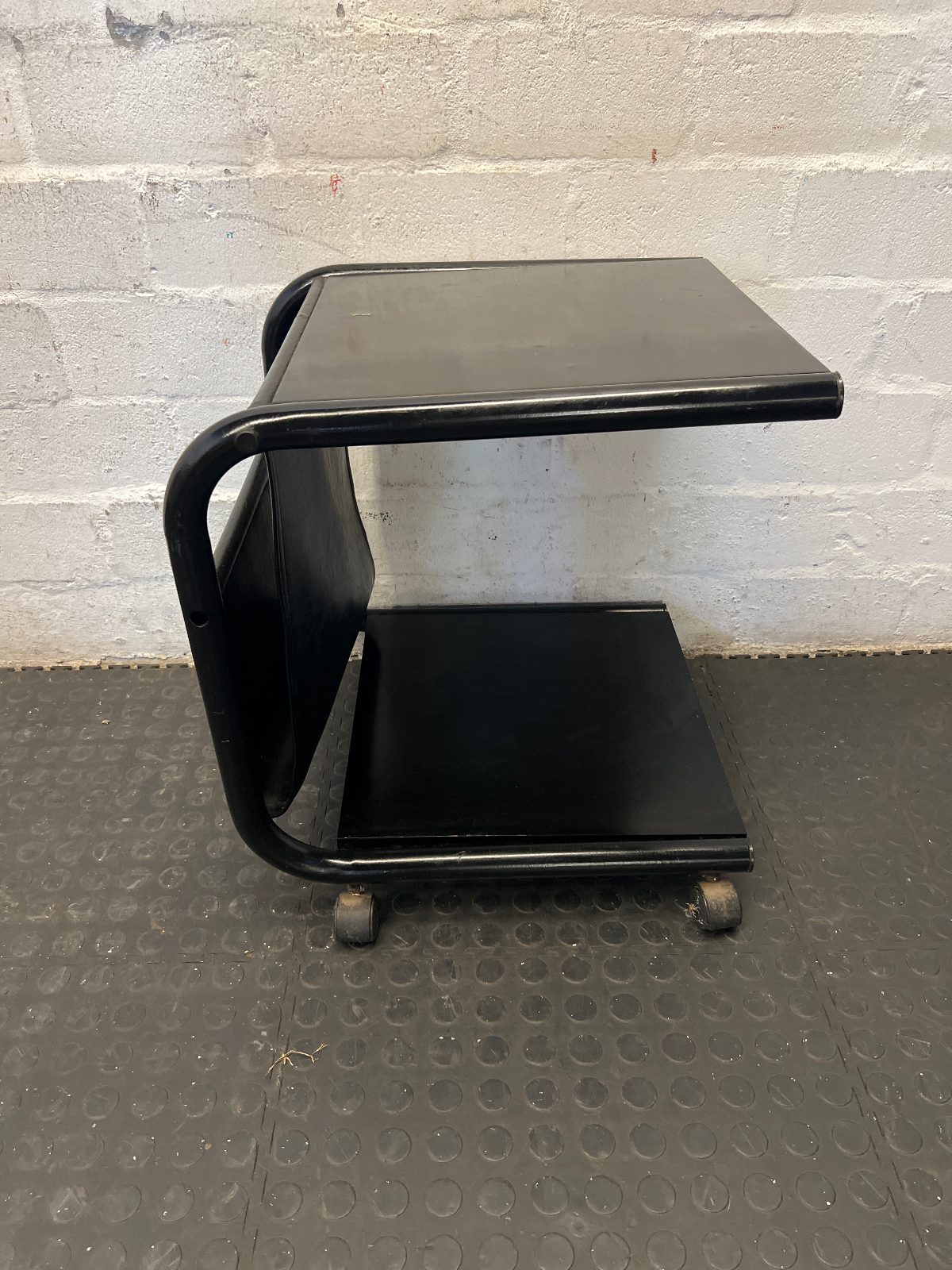 Vintage Style Black Mobile Side Table with Magazine Sling - 2ndhandwarehouse.com