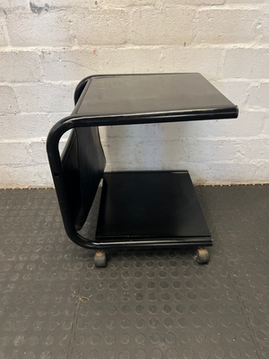 Vintage Style Black Mobile Side Table with Magazine Sling - 2ndhandwarehouse.com
