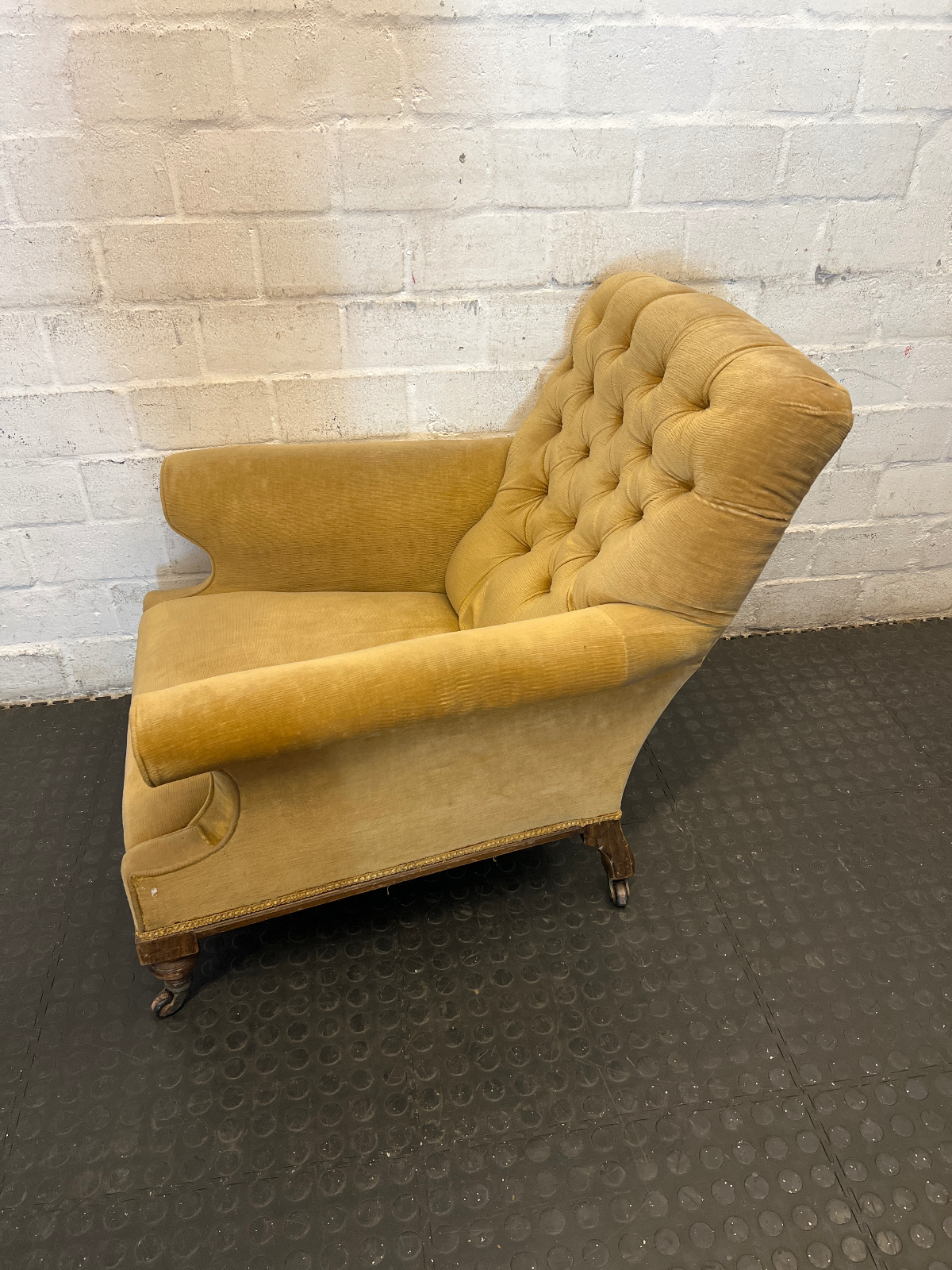 Vintage Tufted Corduroy Armchair in Mustard Gold - 2ndhandwarehouse.com