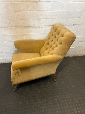 Vintage Tufted Corduroy Armchair in Mustard Gold - 2ndhandwarehouse.com