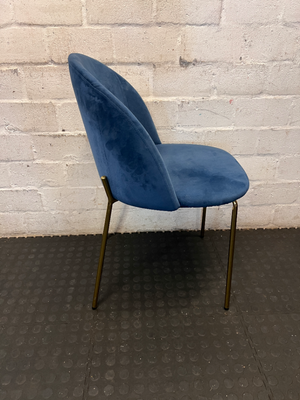 Modern Blue Velvet-Style Accent Chair with Gold Legs - 2ndhandwarehouse.com