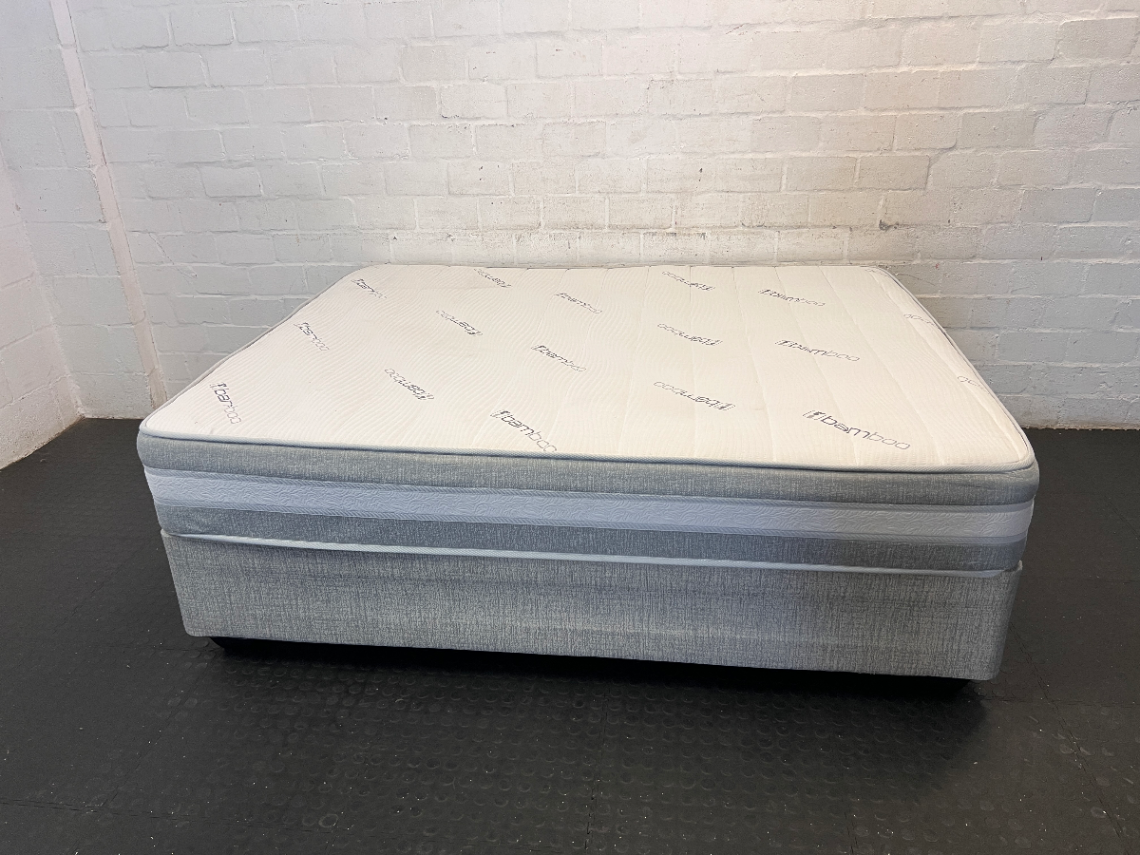 Restonic Firm Orthopaedic Queen Mattress & Base - Excellent Condition - 2ndhandwarehouse.com